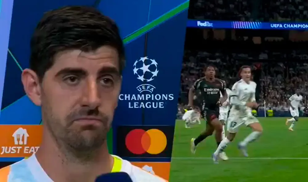 Thibaut Courtois no pudo evitar la caída del Real Madrid ante el Arsenal por la Champions League. Foto: captura/ESPN