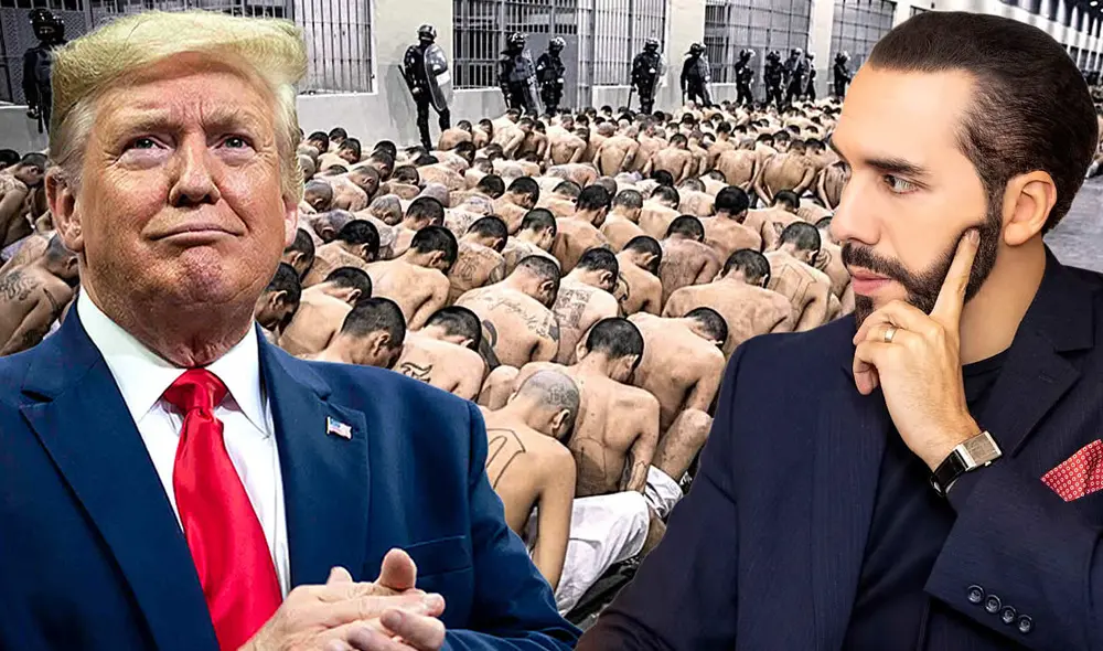 Bukele aseguró que la alta seguridad de su megaprisión mantiene incomunicados a los migrantes detenidos. Foto: Composición LR. Bukele aseguró que la alta seguridad de su megaprisión mantiene incomunicados a los migrantes detenidos. Foto: Composición LR.