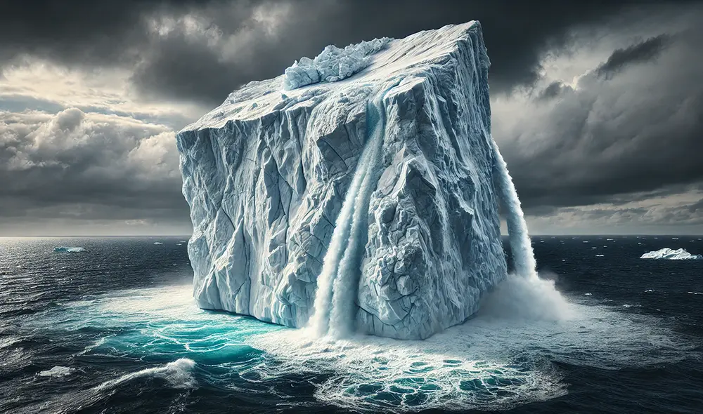 El derretimiento de las capas de hielo podría desplazar el Polo Norte hasta en 27metros para el año 2100, según nuevo estudio. Foto: ChatGPT IA