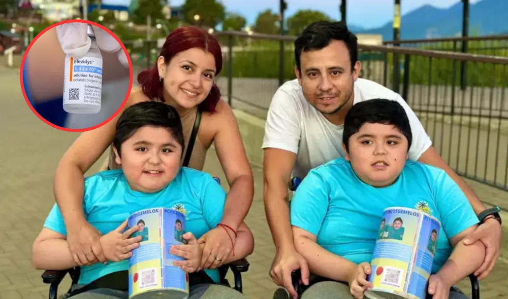Marcos Reyes y Valeria Martínez, junto a sus hijos gemelos, quienes deben recibir un tratamiento para la enfermedad degenerativa que padecen. Foto: Composición LR/ BBC Mundo/ Portal Gov Marcos Reyes y Valeria Martínez, junto a sus hijos gemelos, quienes deben recibir un tratamiento para la enfermedad degenerativa que padecen. Foto: Composición LR/ BBC Mundo/ Portal Gov