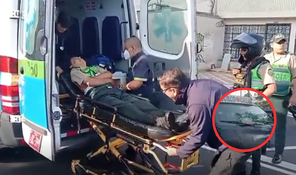 Policía herido fue trasladado hacia una clínica cercana. Foto: Composición LR