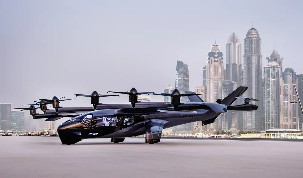 El taxi aéreo eléctrico podría comenzar a operar para el público en 2025, según anunció la empresa al presentar su modelo "Midnight". Foto: Archer.