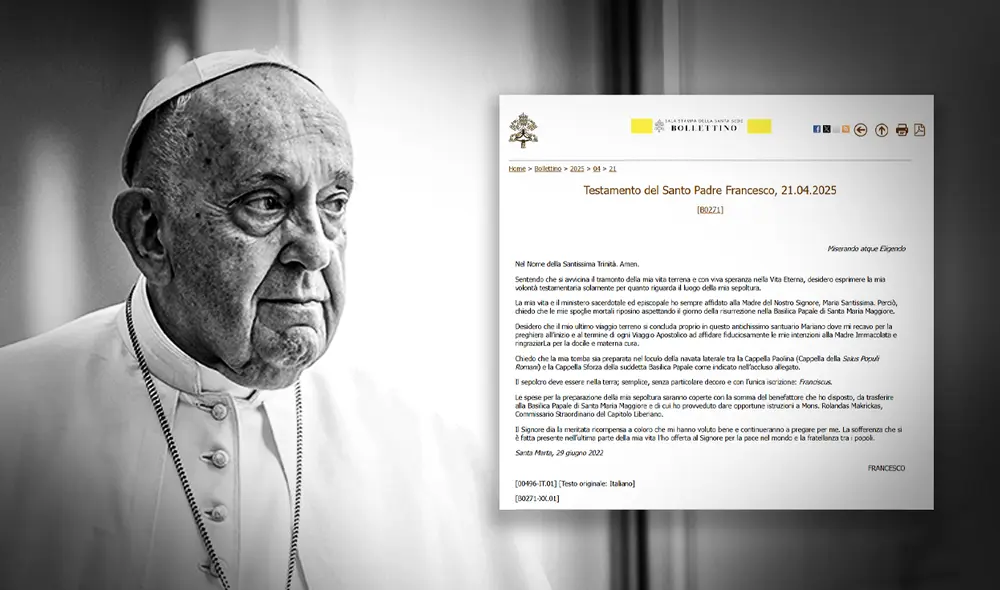 El testamento del Papa Francisco fue publicado por Press Vatican. Foto: composición LR / Vida Nueva El testamento del Papa Francisco fue publicado por Press Vatican. Foto: composición LR / Vida Nueva