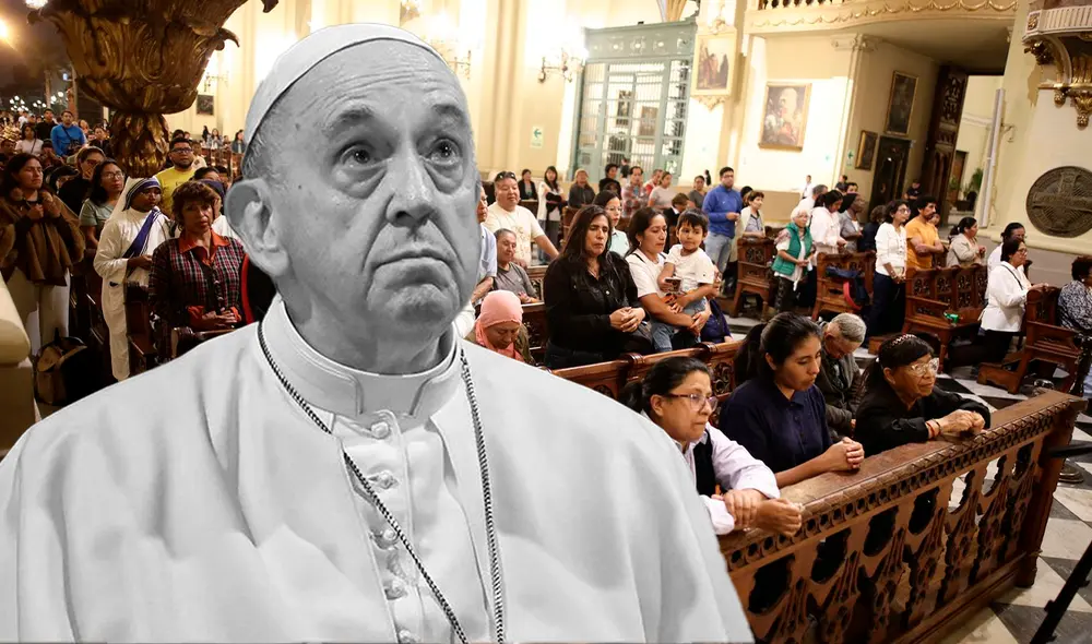 Peruanos participan de rezo en la Catedral de Lima. Créditos: Composició / John Reyes - URPI-LR.