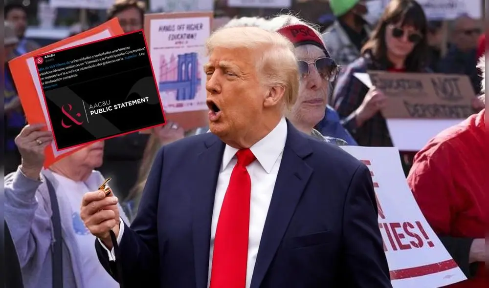 Más de 100 instituciones educativo firmaron la carta rechazando las políticas consideradas intromitorias en la educación en Estados Unidos. Foto: Composición LR/AFP/AAC&U/ARA