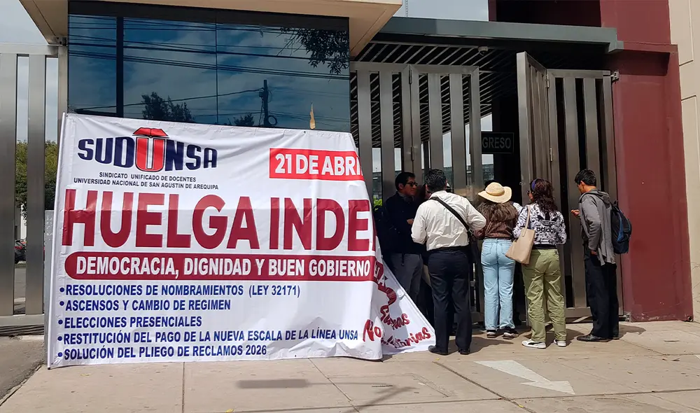 Huelga indefinida de la UNSA inició este lunes 21 de abril. Créditos: Wilder Pari / La República