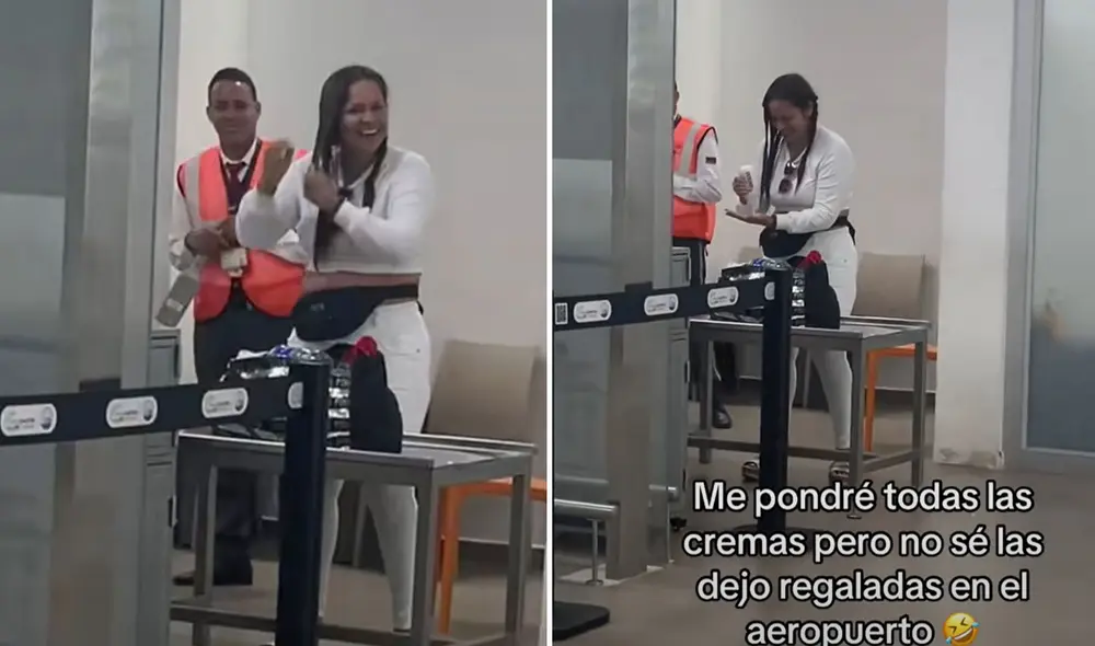La escena fue grabada por su amiga y sorprendió a todos en el aeropuerto. Foto: composición LR/ TikTok
