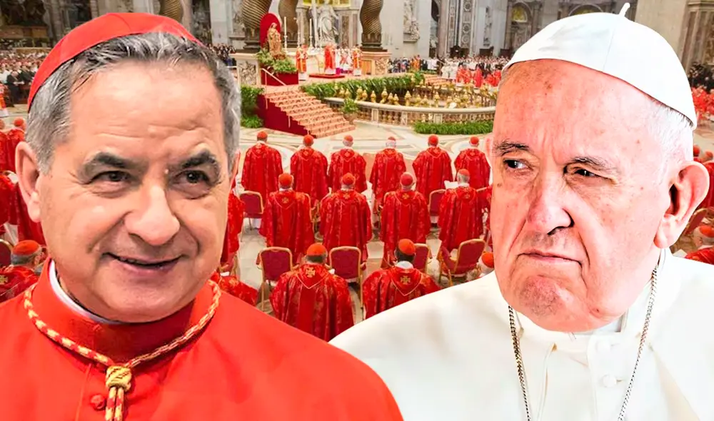 Becciu afirmó que fue excluido del cónclave solo mediante una nota de la Sala de Prensa, sin recibir un acto formal que oficializara dicha decisión. Foto: Composición LR. Becciu afirmó que fue excluido del cónclave solo mediante una nota de la Sala de Prensa, sin recibir un acto formal que oficializara dicha decisión. Foto: Composición LR.