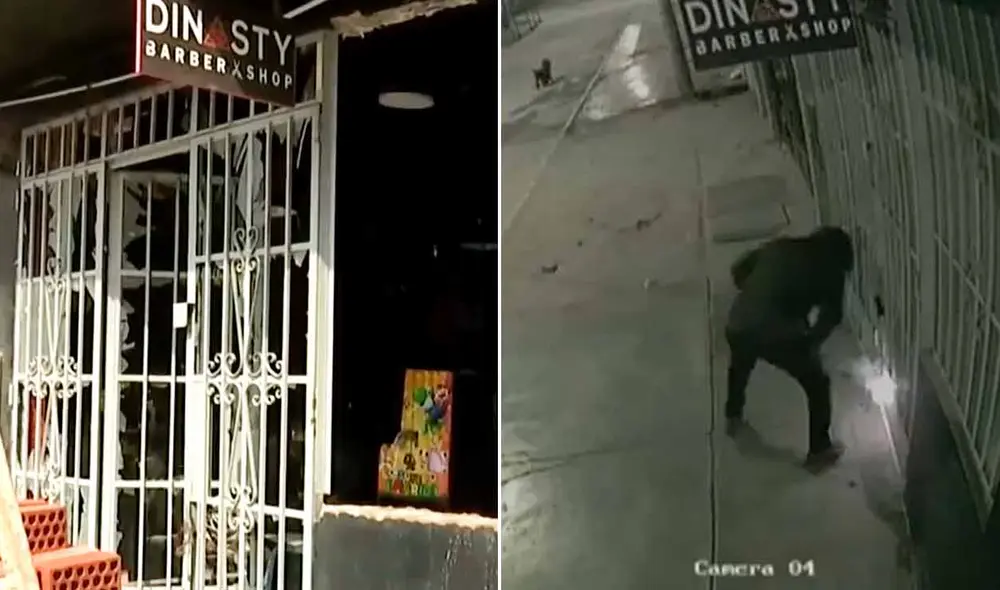 El sujeto que colocó el explosivo en barbería en Puente piedra estaba encapuchado; por ese motivo, las autoridades aún no logran identificarlo. Foto: composición LR/RPP