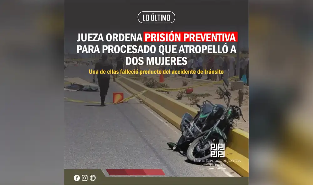 El procesado, que conducía una motocicleta sin placas y con alcohol en sangre, causó un accidente en Castilla. El procesado, que conducía una motocicleta sin placas y con alcohol en sangre, causó un accidente en Castilla.
