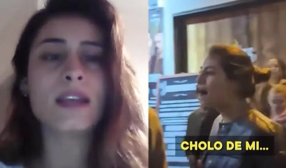 Mujer escupe e insulta a un vigilante en Cusco. Foto: composición LR/Willax TV/difusión