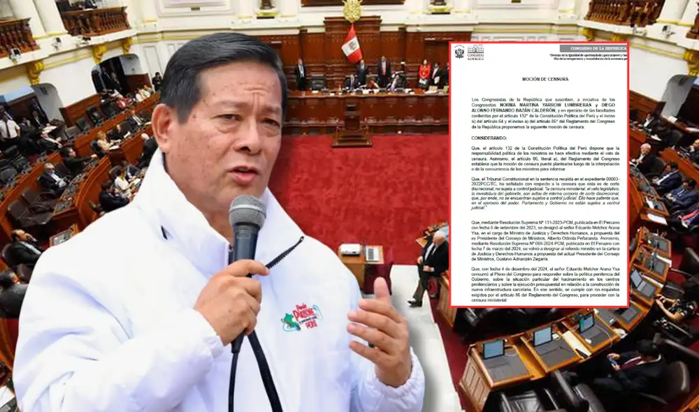 Congresistas de la bancada de Renovación Popular presentaron una moción de censura en contra del ministro de Justicia, Eduarno Arana. Foto: composición LR Congresistas de la bancada de Renovación Popular presentaron una moción de censura en contra del ministro de Justicia, Eduarno Arana. Foto: composición LR