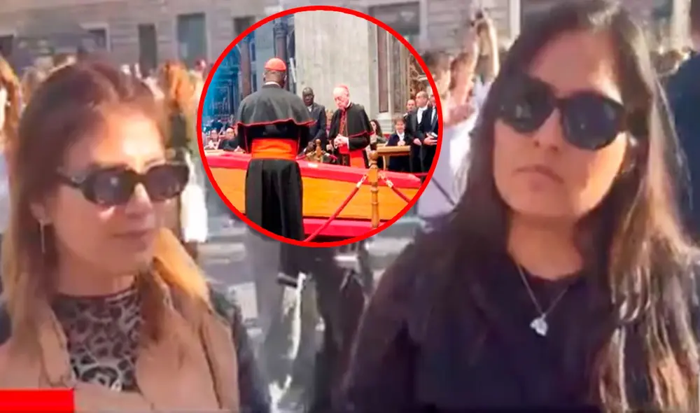 Las compatriotas mostraron su inconformidad por la presencia del cardenal Juan Luis Cipriani en el velorio del papa Francisco. Foto: Composición LR/ X/ Exitosa