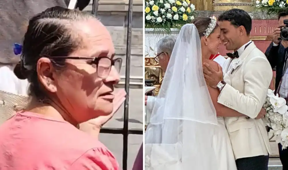 Mujer expresa su molestia al no poder ingresar a la boda de Alejandra Baigorria y Said Palao. Foto: composición LR/Silvana Quiñonez-LR