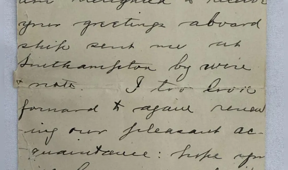 La venta de esta carta subraya la fascinación continua por el Titanic, un barco cuyo trágico destino sigue generando interés mundial. Foto: Los Angeles Times La venta de esta carta subraya la fascinación continua por el Titanic, un barco cuyo trágico destino sigue generando interés mundial. Foto: Los Angeles Times