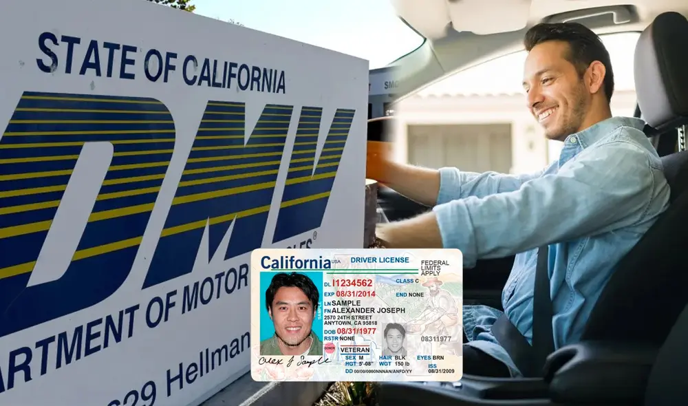 El Departamento de Vehículos Motorizados (DMV) de California regula la obtención de licencias de conducir, comenzando a los 15 años y medio con el permiso de instrucción provisional. Foto: composición LR/ DMV  California /Freepik