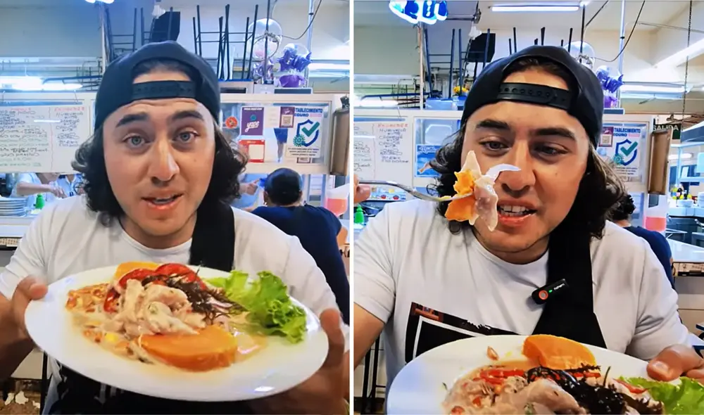El joven boliviano comparó el ceviche de Perú con el de Bolivia. Foto: composición LR/YouTube/Julio GRD