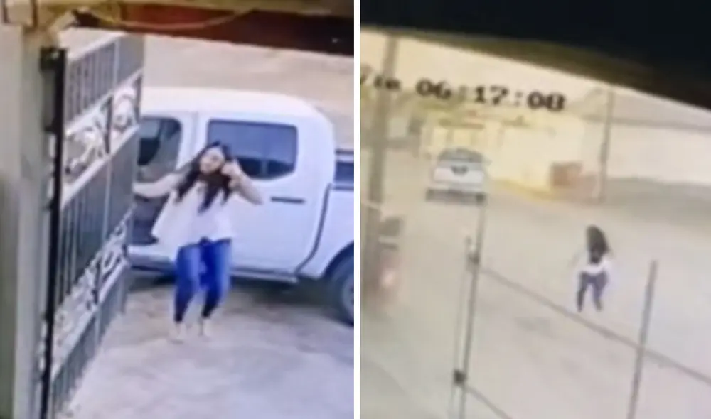 La camioneta avanza sin conductor y la mujer corre para detenerla. Foto: composición LR/ TikTok