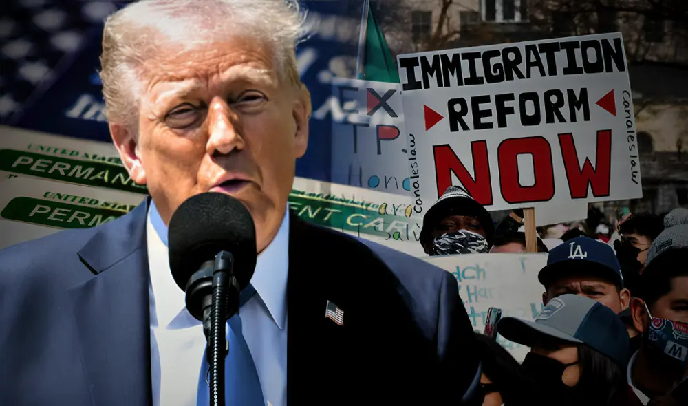 USCIS advierte que Donald Trump puede ordenar el arresto de inmigrantes que no presenten el Formulario G-325R. Foto: composición LR/AFP/ACLU