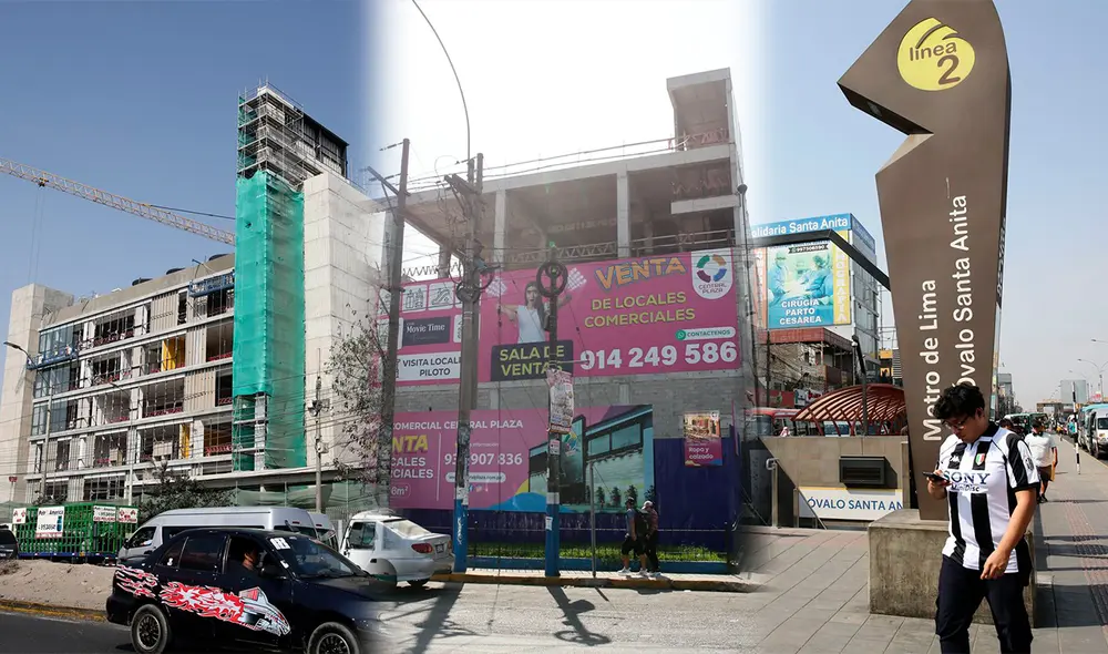 Construcciones de inmobiliarias y locales comerciales en los exteriores de la Línea 2. Foto: John Reyes