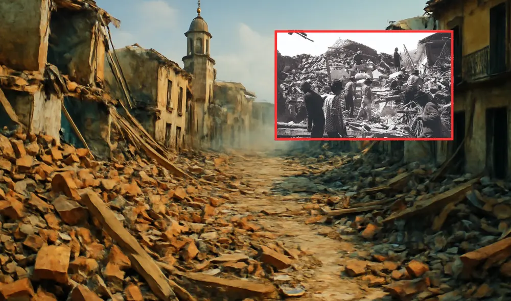 El terremoto de Yungay es uno de los sismos más trágicos de la historia del Perú. Foto: Composición LR/ ChatGPT/ Andina El terremoto de Yungay es uno de los sismos más trágicos de la historia del Perú. Foto: Composición LR/ ChatGPT/ Andina