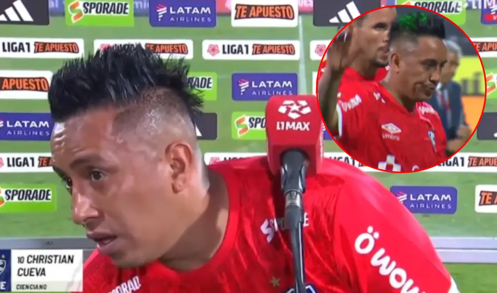 Christian Cueva apenas llegó a decir unas palabras para las cámaras de L1 Max. Foto: composición de LR/captura de L1 Max