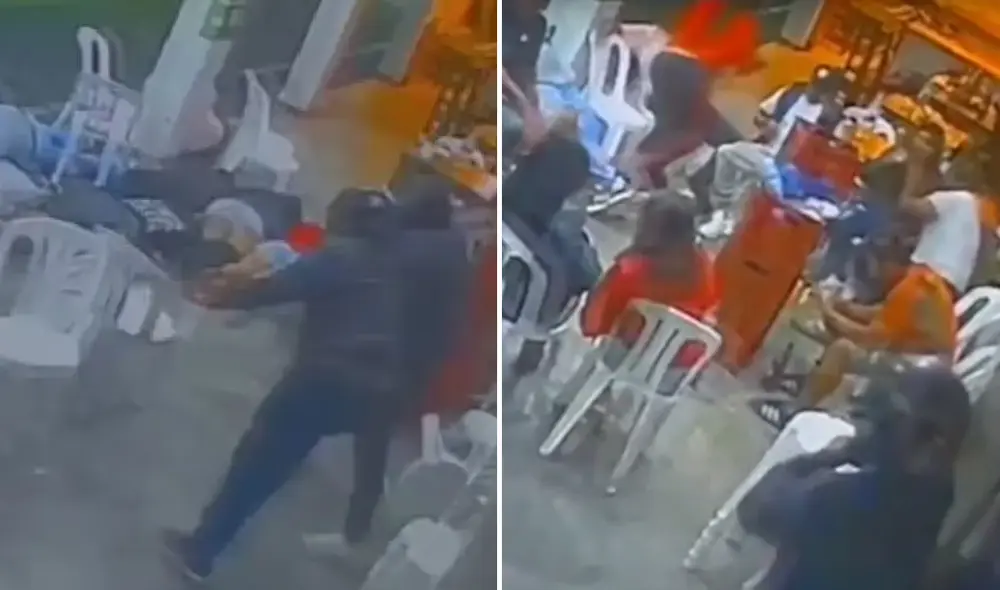 Cámaras de seguridad registran el momento en el que asesinan a dos sujetos. Foto: composición LR