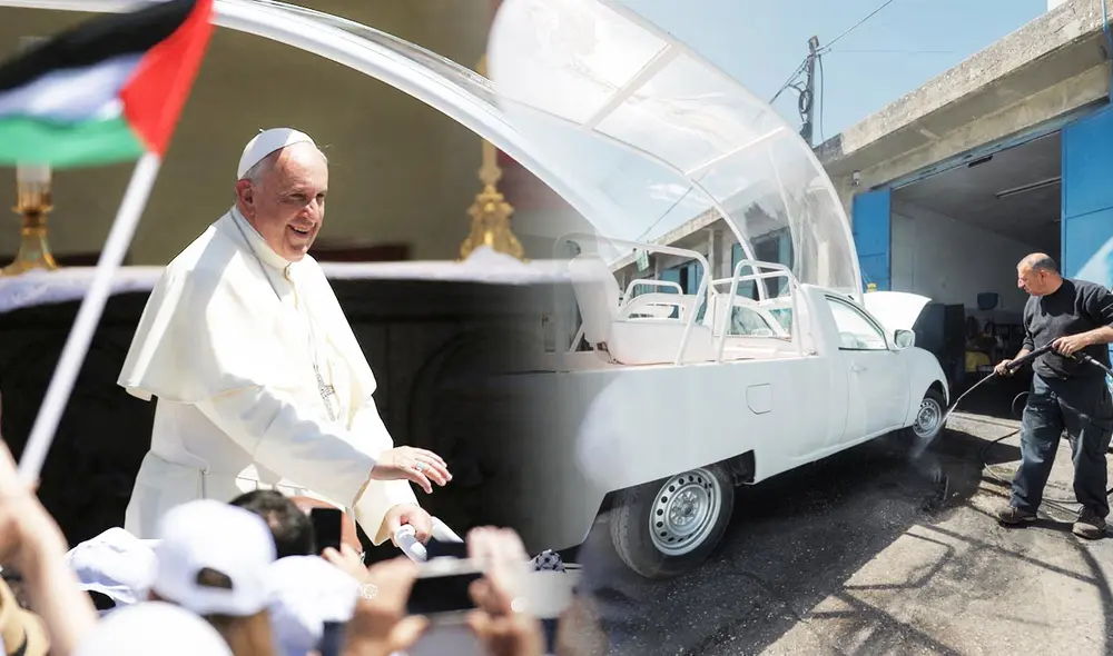El papamóvil del Papa Francisco será reconvertido en una clínica móvil para atender a los niños de Gaza en medio del colapso sanitario. Foto: composición LR/AFP/Caritas El papamóvil del Papa Francisco será reconvertido en una clínica móvil para atender a los niños de Gaza en medio del colapso sanitario. Foto: composición LR/AFP/Caritas