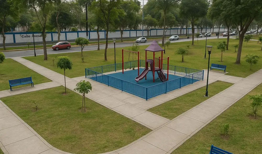Municipalidad del Callao anuncia proyecto de renovación para el parque Sagrada Familia en Manuel Dulanto. Foto referencial generado con IA/LR.