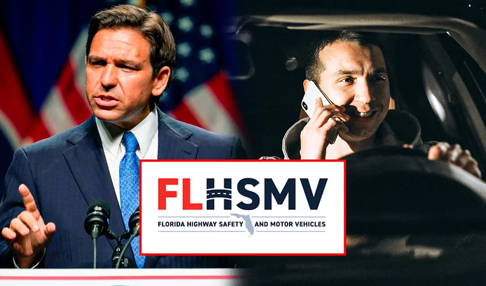 FLHSMV queda inhabilitado de otorgar licencias de conducir a este grupo de conductores tras ley firmada por Ron DeSantis. Foto: Composición LR/Freepik/AFP/FLHSMV