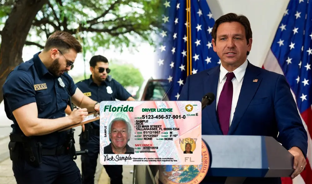 El gobernador de Florida, Ron DeSantis, promulga la ley que exige a los conductores poseer una licencia válida. Foto: composición LR/ Freepik/ FLHSMV