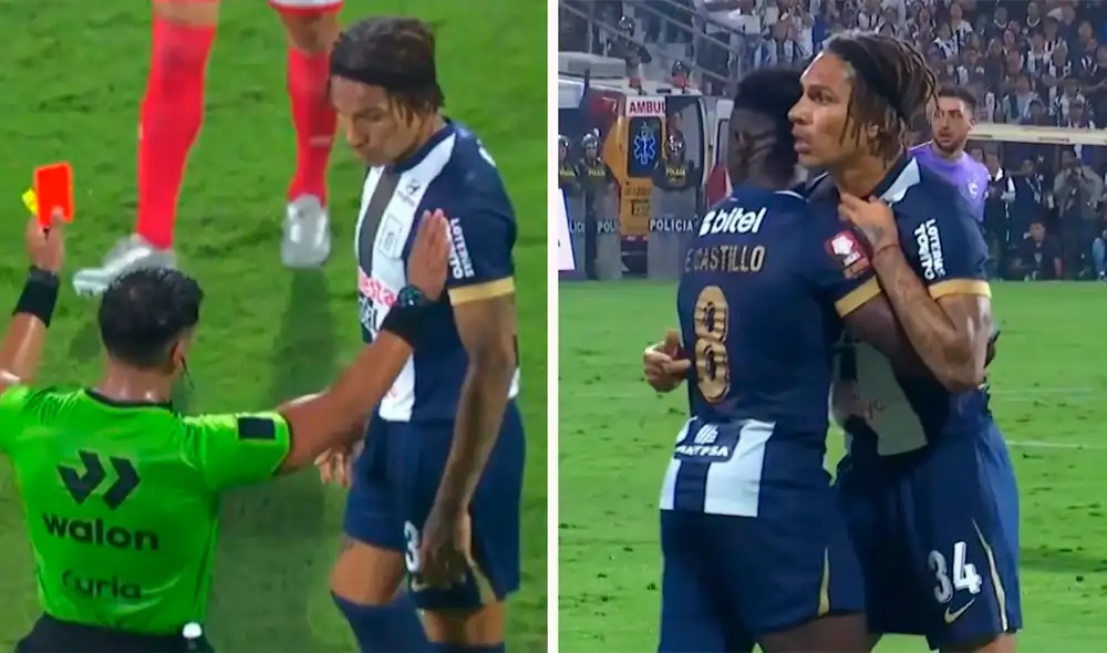 Paolo Guerrero fue expulsado por Bruno Pérez durante el Alianza Lima vs Cienciano. Foto: composición LR/captura de L1 Max