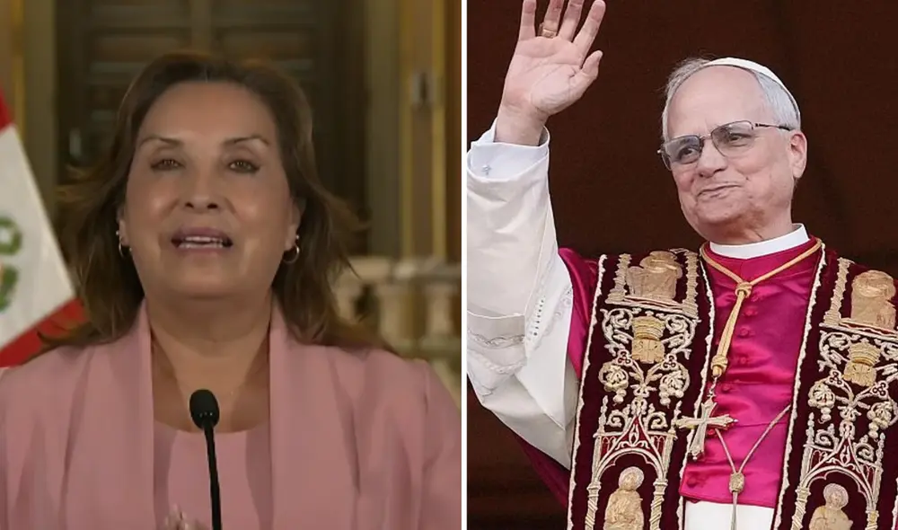 Boluarte envió saludos al nuevo papa León XIV. Foto: composición LR