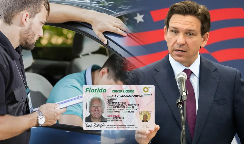 Gobernador de Florida, Ron DeSantis, firmó la ley que modifica el reconocimiento de licencias de conducir de otros estados. Foto: composición LR/ Freepik/ FLHSMV/ The New York Times