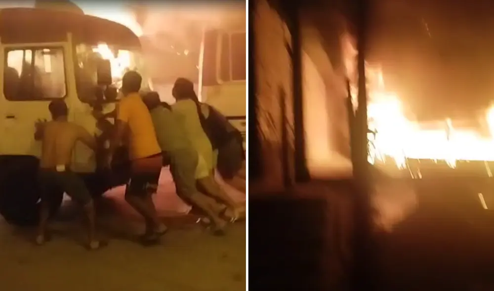 Extorsionadores prenden fuego a cúster en SJL. Foto: composición LR Extorsionadores prenden fuego a cúster en SJL. Foto: composición LR