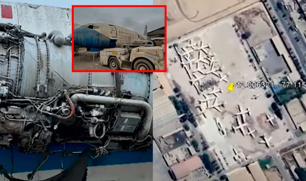 Los aviones en pésimo estado están a la espera de un nuevo lugar para su almacenamiento. Foto: composición LR/ YouTube/ El Foco TV Los aviones en pésimo estado están a la espera de un nuevo lugar para su almacenamiento. Foto: composición LR/ YouTube/ El Foco TV