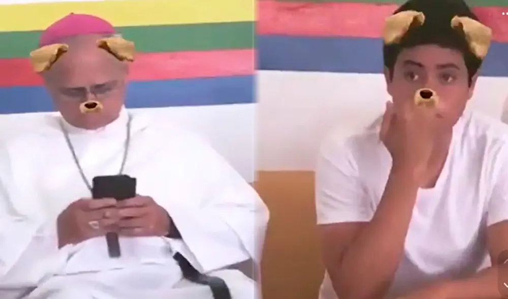 Una joven publicó un video donde se le ve al papa León XIV con el filtro de perrito de Snapchat. Foto: composición LR/ TikTok/ @andrearcalmet