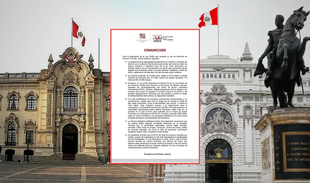 El Poder Judicial cuestionó la ley aprobada por el Gobierno de Boluarte y advirtió que expone al Perú a riesgos económicos y pérdida de credibilidad internacional. | Composición LR. El Poder Judicial cuestionó la ley aprobada por el Gobierno de Boluarte y advirtió que expone al Perú a riesgos económicos y pérdida de credibilidad internacional. | Composición LR.