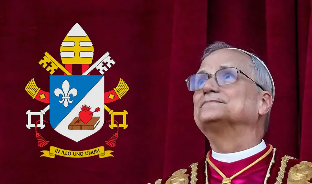 Vaticano publicó el escudo y el lema oficial de León XIV. Foto: Composición LR.