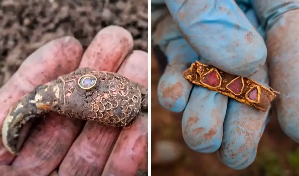 Expertos señalan que la cabeza de cuervo, posiblemente sea un adorno ceremonial de la cultura anglosajona. Foto: Composición LR/YouTube. Expertos señalan que la cabeza de cuervo, posiblemente sea un adorno ceremonial de la cultura anglosajona. Foto: Composición LR/YouTube.