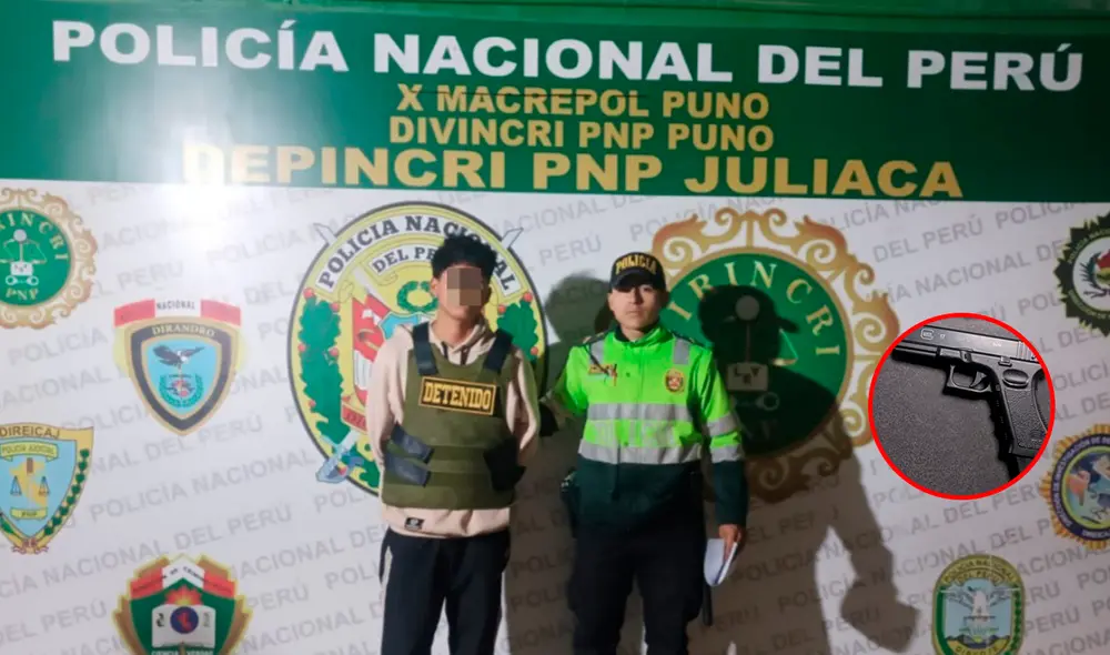 Detenido no contaba con permiso para portar arma de fuego. Créditos: PNP
