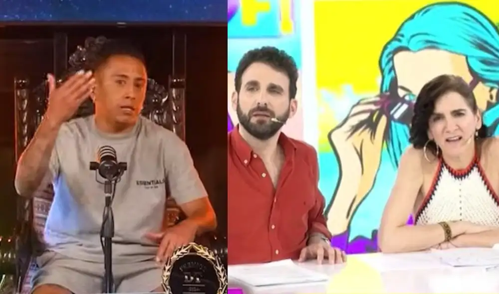 Christian Cueva reconoció que reaccionó mal durante entrevista con Gigi Mitre y Rodrigo González en 'Amor y fuego'. Foto: Composición LR/Youtube/Willax
