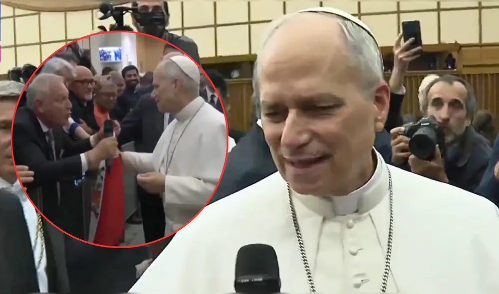 El Papa León XIV durante su primera audiencia con la prensa internacional, donde envió un mensaje a los periodistas del Perú. | Foto: Canal N. El Papa León XIV durante su primera audiencia con la prensa internacional, donde envió un mensaje a los periodistas del Perú. | Foto: Canal N.