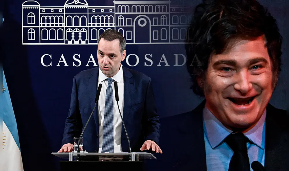 El vocero Manuel Adorni explicó que la medida se instrumentará en dos etapas. Foto: Composición LR/AFP.