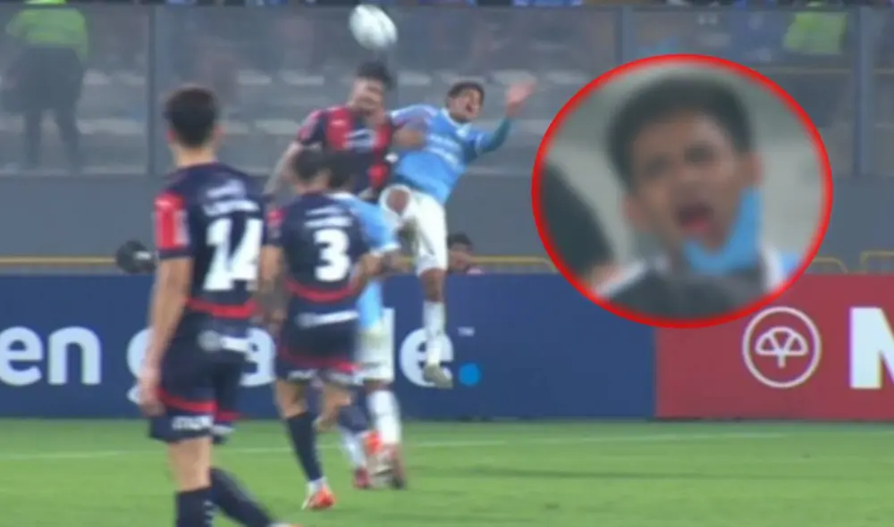 Jonatan Torres vio la roja por el violento codazo a Jhilmar Lora. Foto: composición de LR/captura de ESPN 7