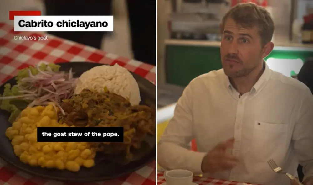 La insólita reacción de un periodista de la CNN tras probar el plato favorito del Papa León XIV en Chiclayo: "Sabe al Cielo". Foto: composición LR/CapturaCNN.