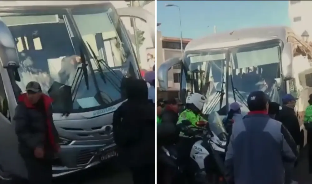Bus que transportaba turistas cambia de ruta debido a aglomeración de manifestantes. Foto: composición LR / captura RPP Bus que transportaba turistas cambia de ruta debido a aglomeración de manifestantes. Foto: composición LR / captura RPP