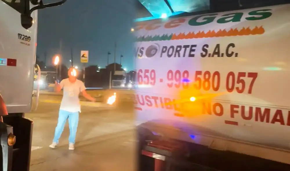 El artista realizaba el truco de malabares en pleno tráfico, pero al parecer, no notó que estaba el camión cisterna de gas al frente suyo. Foto: composición LR/ TikTok / @williamssantamari8