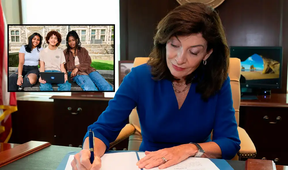 Ley firmada por Kathy Hochul permite que estudiantes vayan gratis a la universidad.