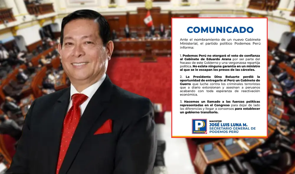 Podemos Perú hizo un llamado a las fuerzas políticas del Congreso para establecer un gobierno de transitorio. Foto: composición LR